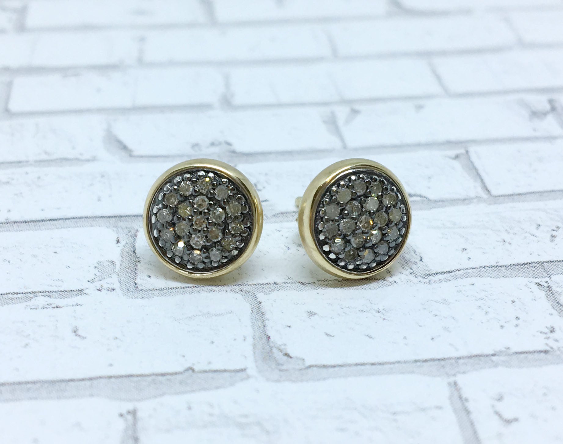 pave diamond earrings in 14k gold