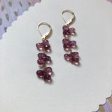 petal drops earrings - purple garnet briolettes with 14k gold lever backs