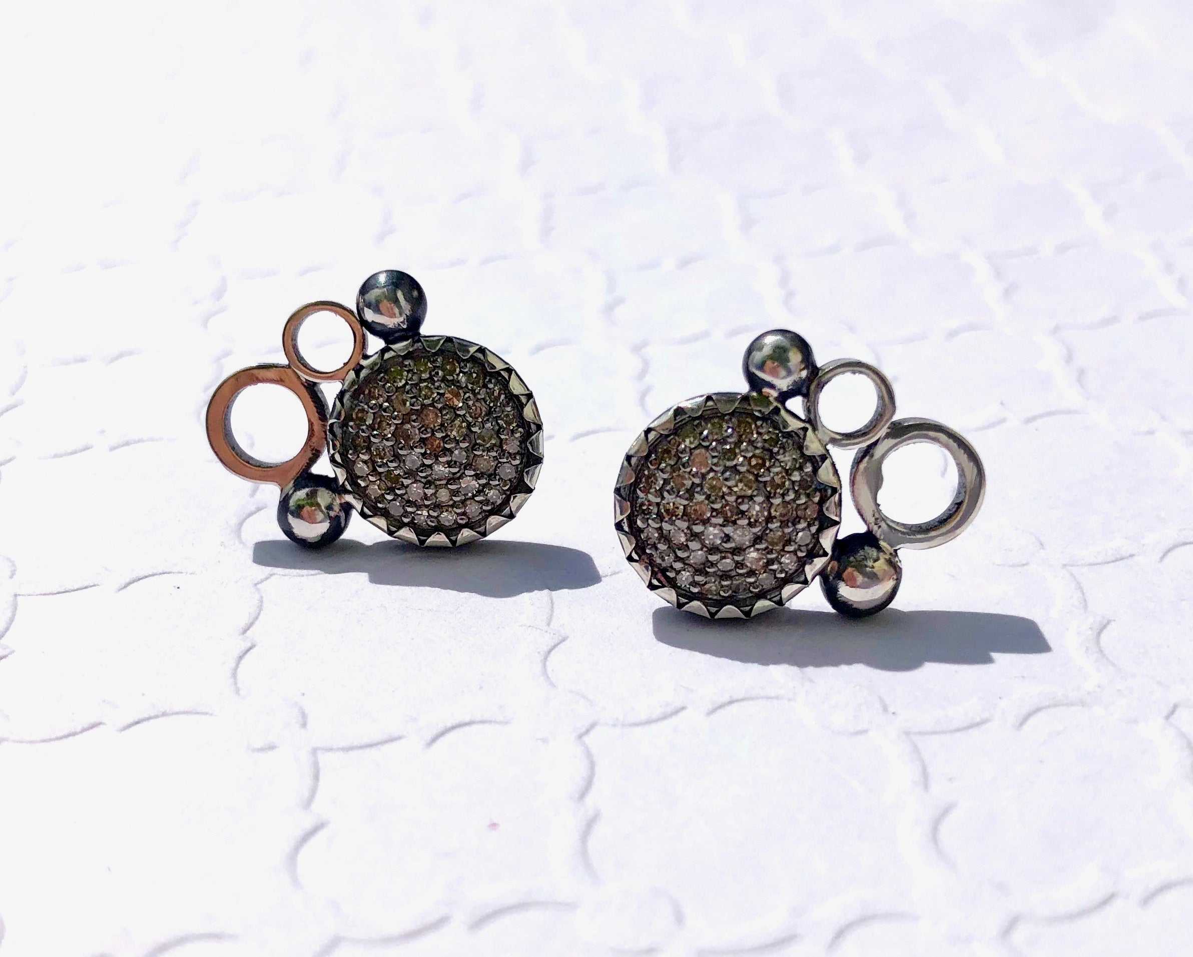 pave diamond earrings - stud 10mm