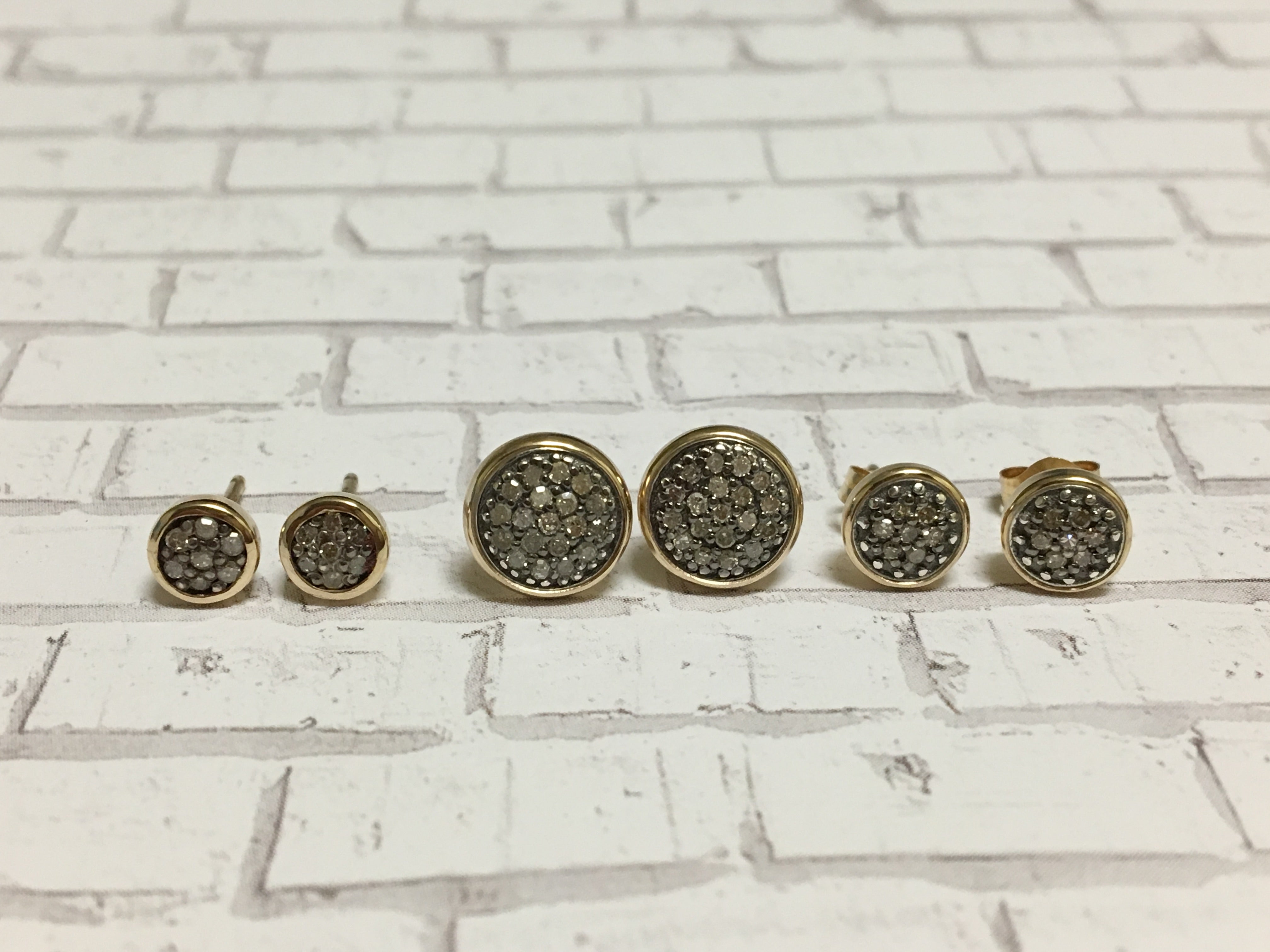 pave diamond earrings in 14k gold