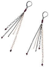 layering chain earrings- oxidized silver and rose gold filled
