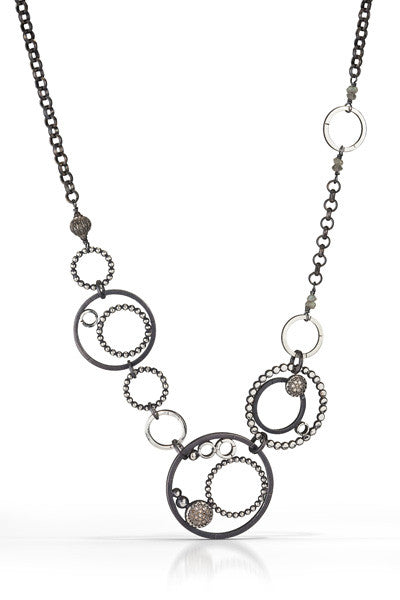 pave diamond necklace - multi circles