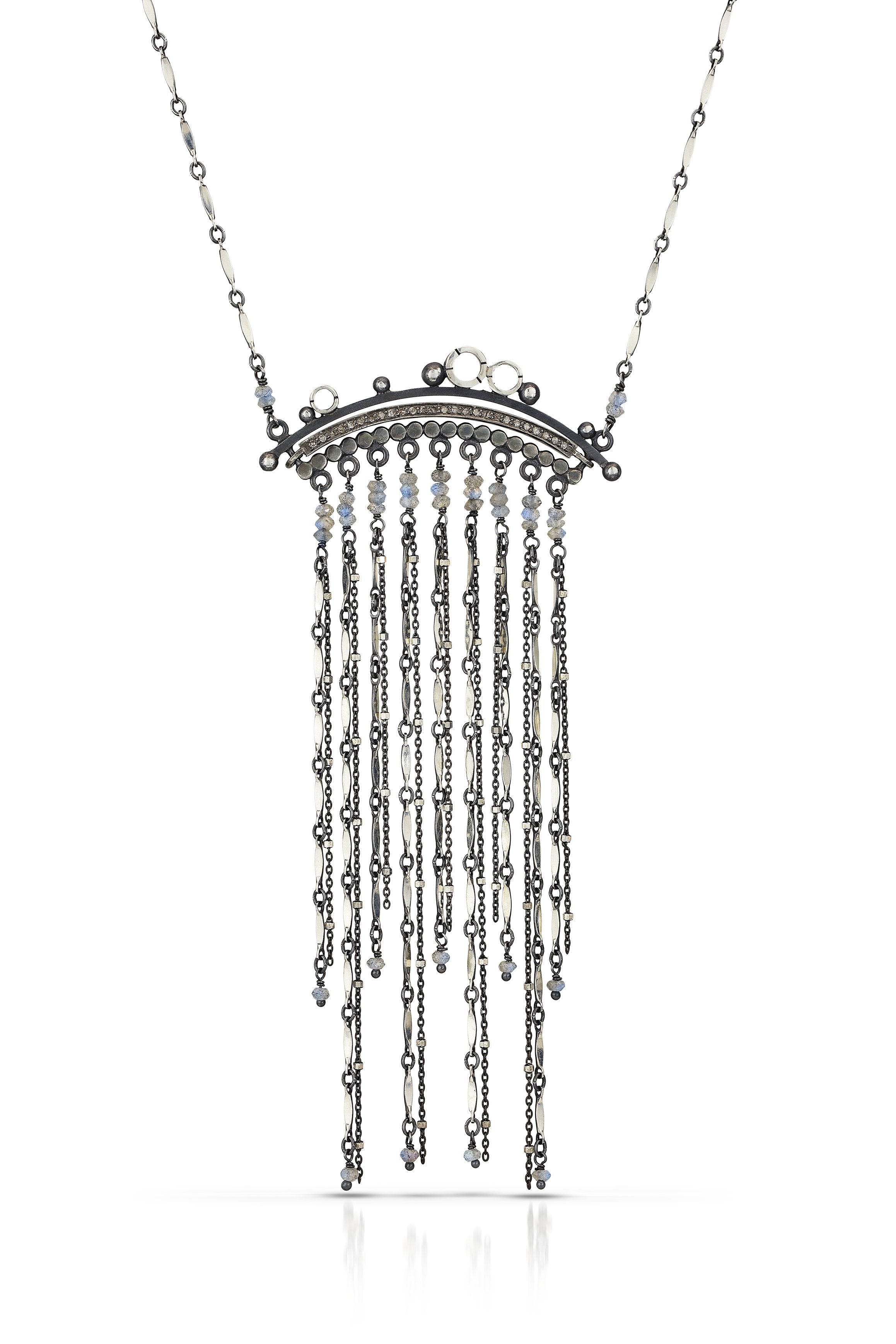 pave diamond necklace - Art Deco