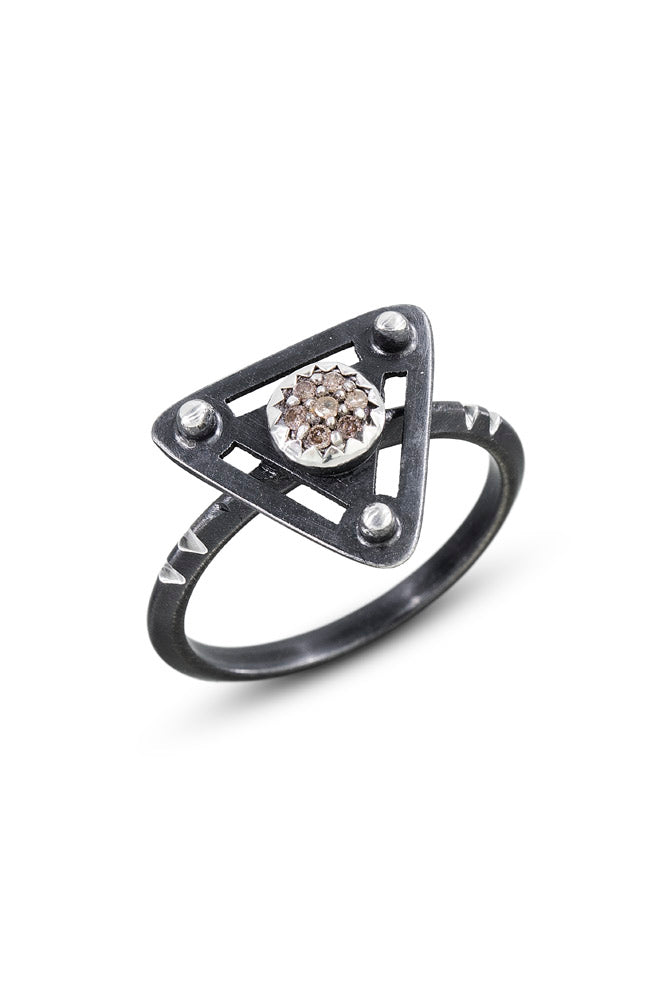 Geometric ring - triangle - all silver