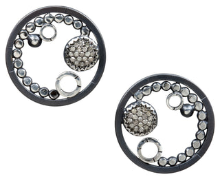 pave diamond earrings - clip ons