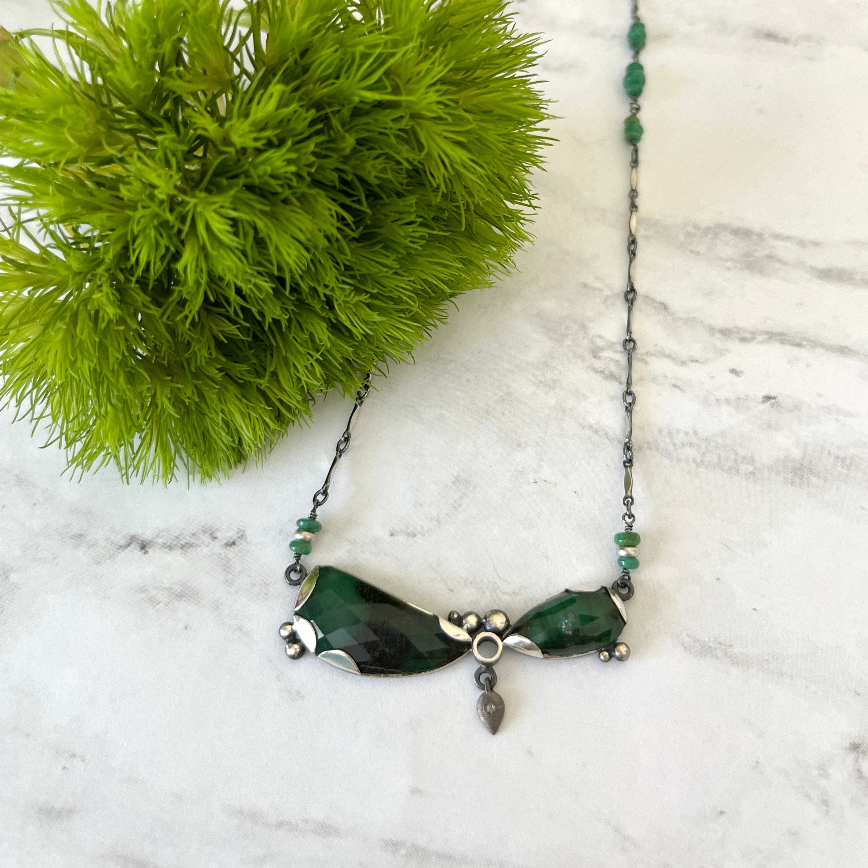 Hatton Labs Silver & Green Emerald Necklace Hatton Labs