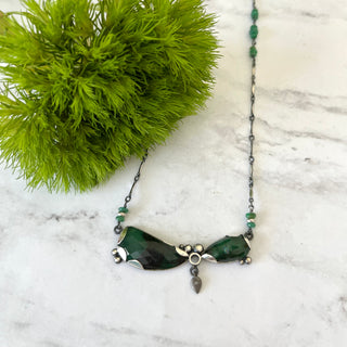 emerald necklace - sterling silver