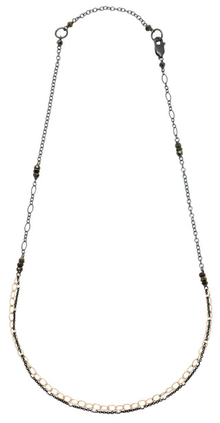 layering chain necklace - oxidized silver and gold filled
