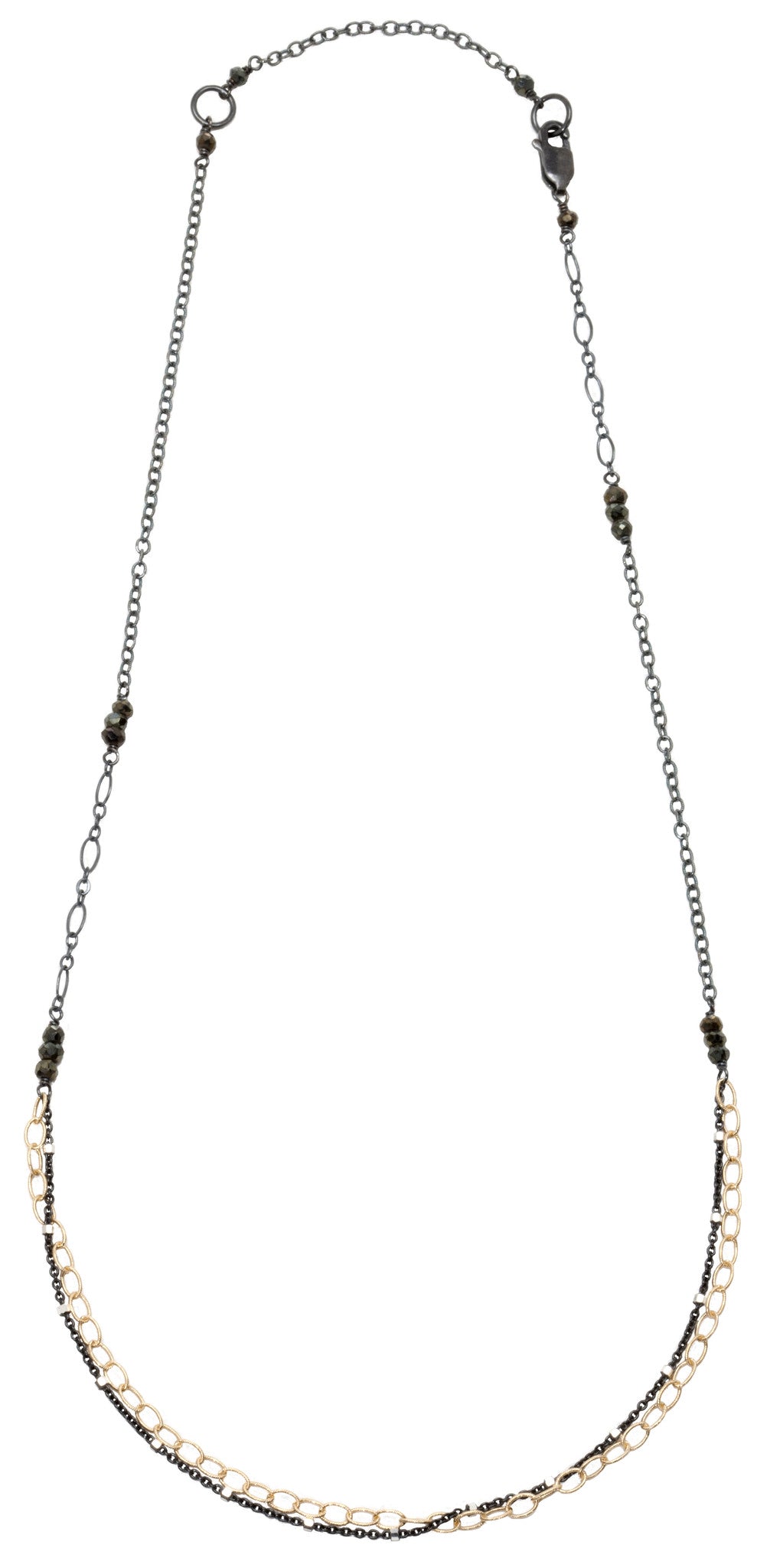 layering chain necklace - oxidized silver and gold filled