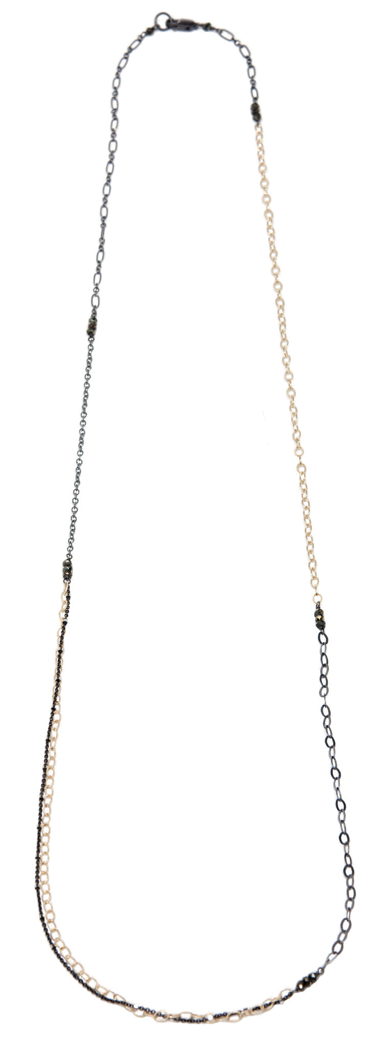 layering chain necklace - black and gold