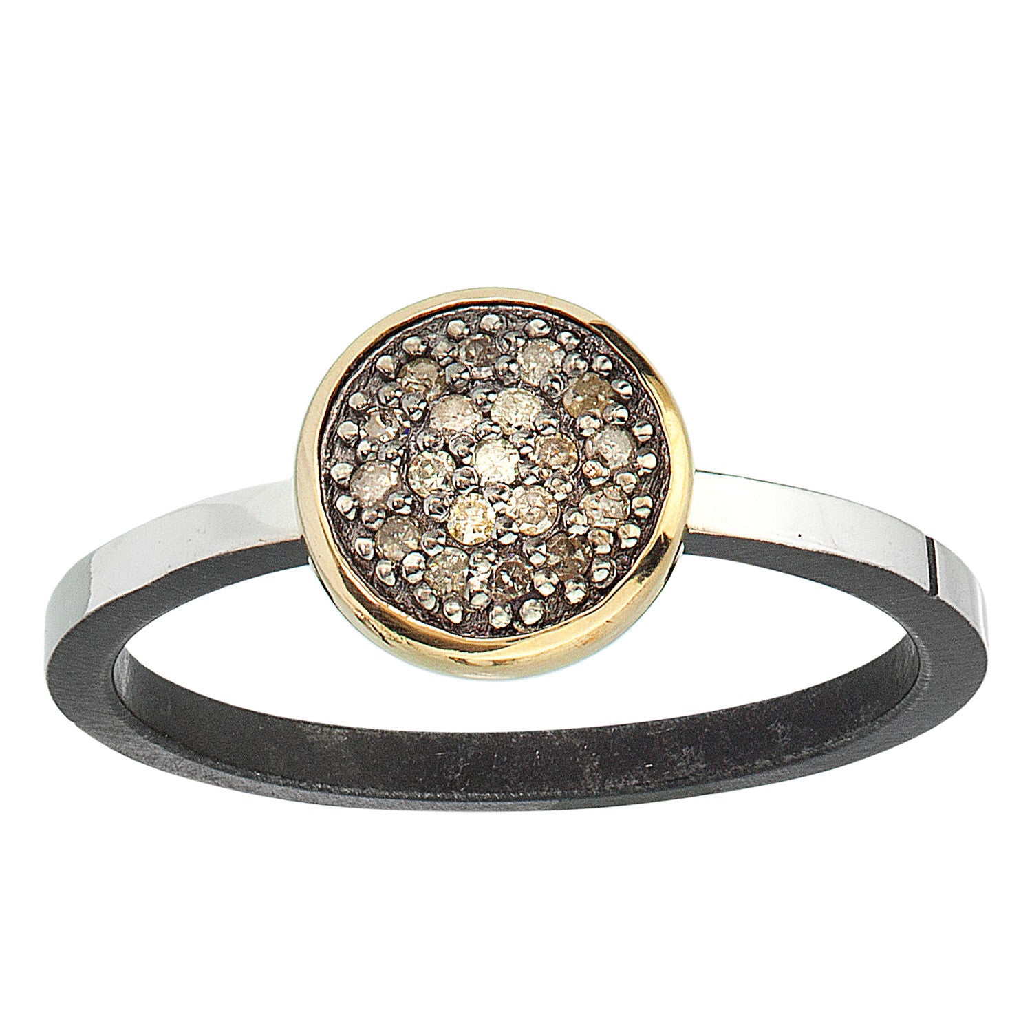 simple pave diamond ring - 14k bezel 8mm stackable