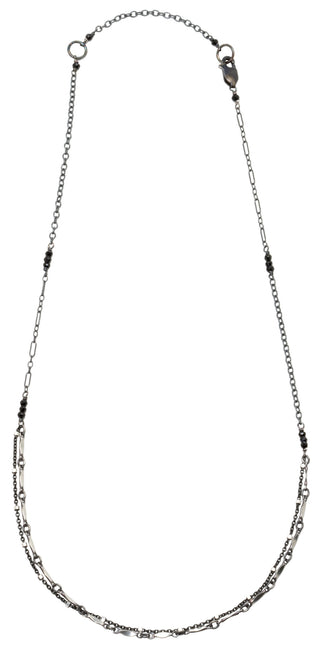 Layering chain necklace - oxidized silver