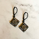 Geometric earrings - silver - square