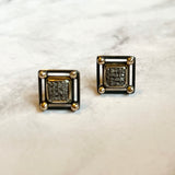 Geometric earrings with 14k accent- square